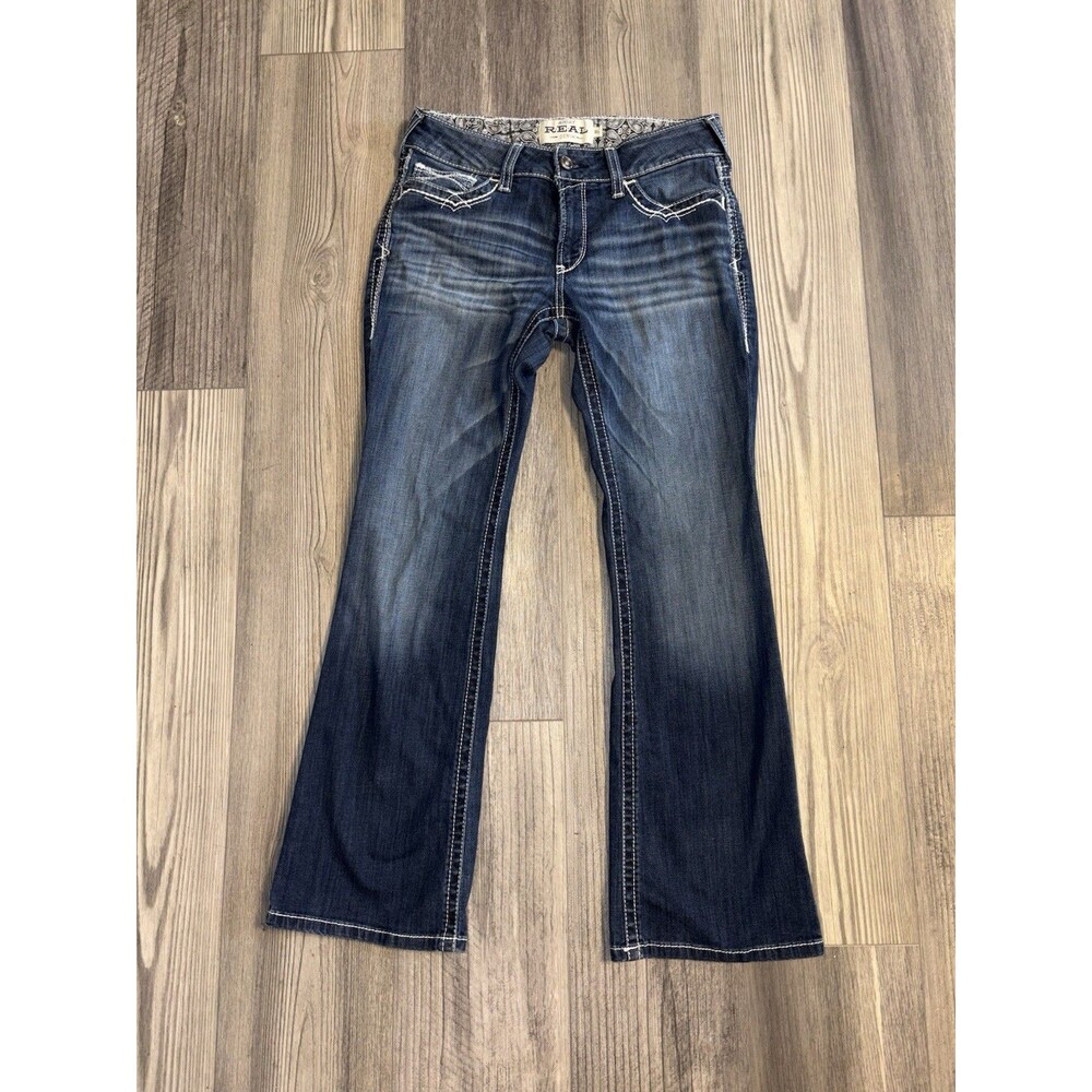 Ariat REAL Denim Jeans Womens 30s Mid Rise Bootcut Dark Wash Western